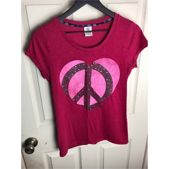 PINK Victoria's Secret Tops - Pink large distressed peace heart love shirt